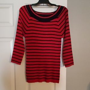 Red/black stripe scoop neck sweater XL
